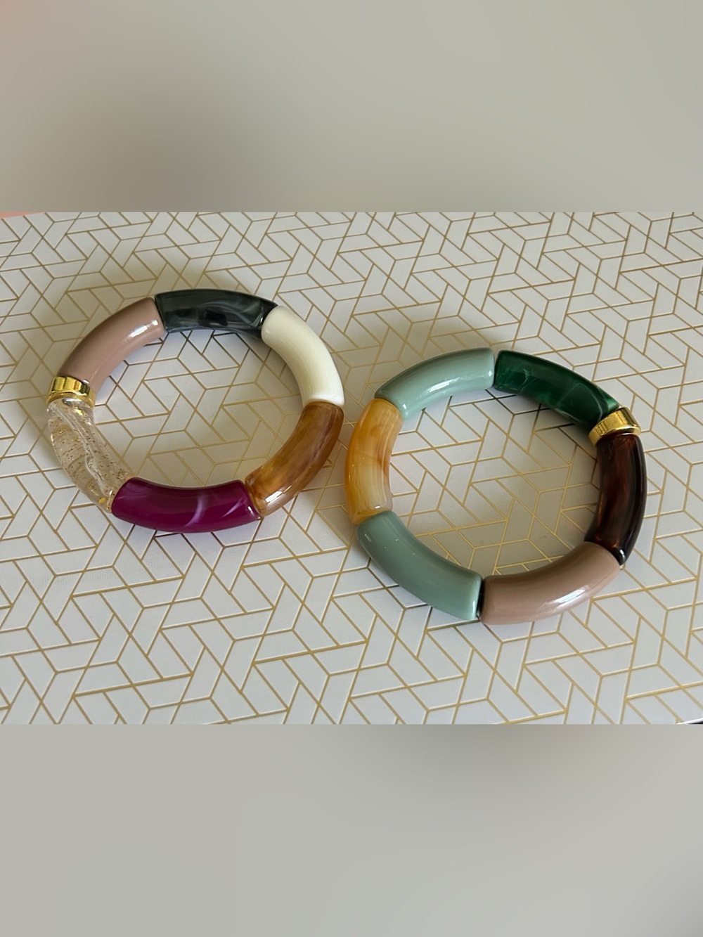Colorblock Resin Stretch Bracelet Set - Multicolor